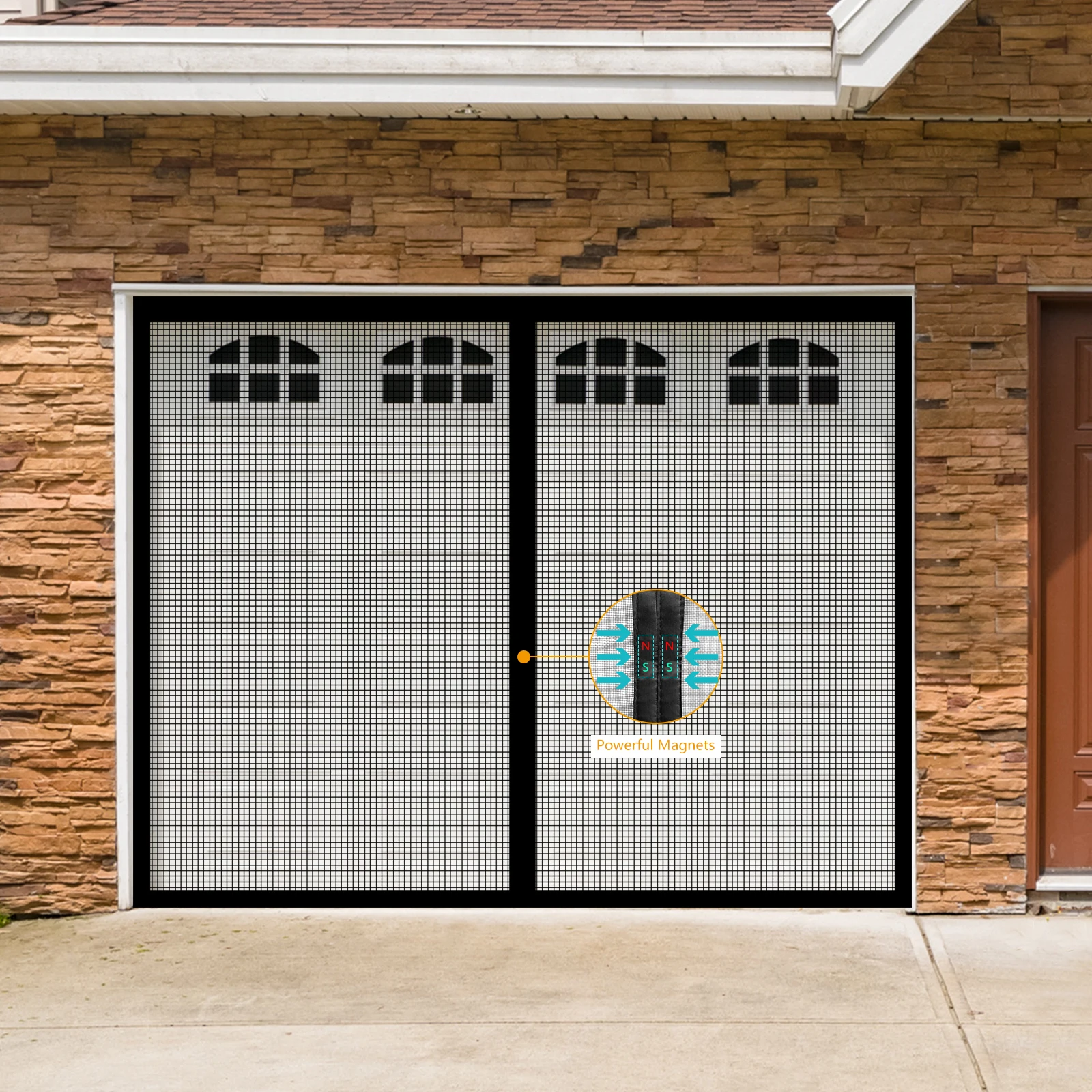 Garage Door Screen,10x8 Ft Magnetic Closure Heavy Duty Weighted Bottom Garage Screen,Garage Net Cover 6
