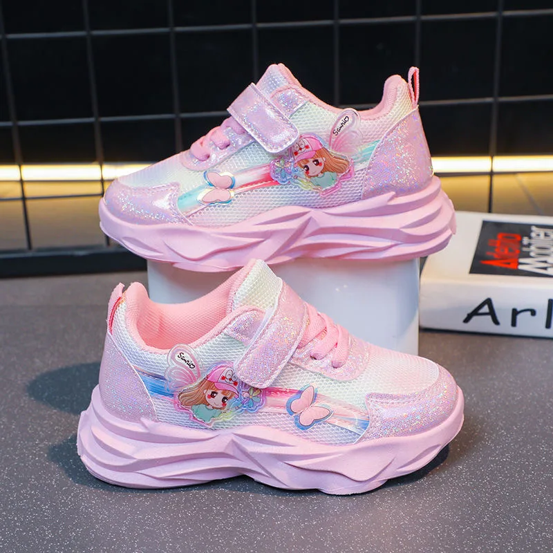 Description Picture 6 of item2024 Girls Autumn Sports Shoes Children's Spring Mesh Breathable Sneakers Kids Student Pink Casual Soft Walk Shoes Size 26 To 37