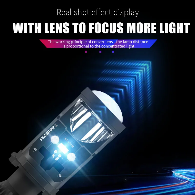 미니 프로젝터 렌즈 H4 LED 헤드라이트 키트, 왼손 Y6D 램프, 선풍기 포함, 45W 캔버스 자동차 Hi/Lo 빔 전구, 12V, 6000K, 2 개