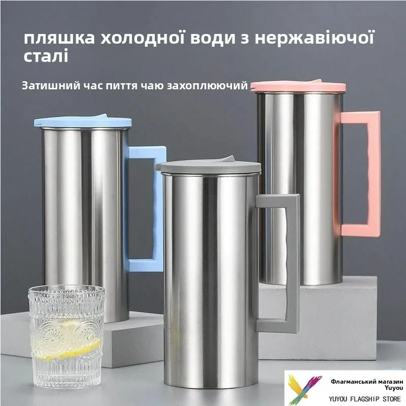 Large Capacity Stainless Steel Insulated Water Jug With Handle Coffee Thermal Pot 1800Ml