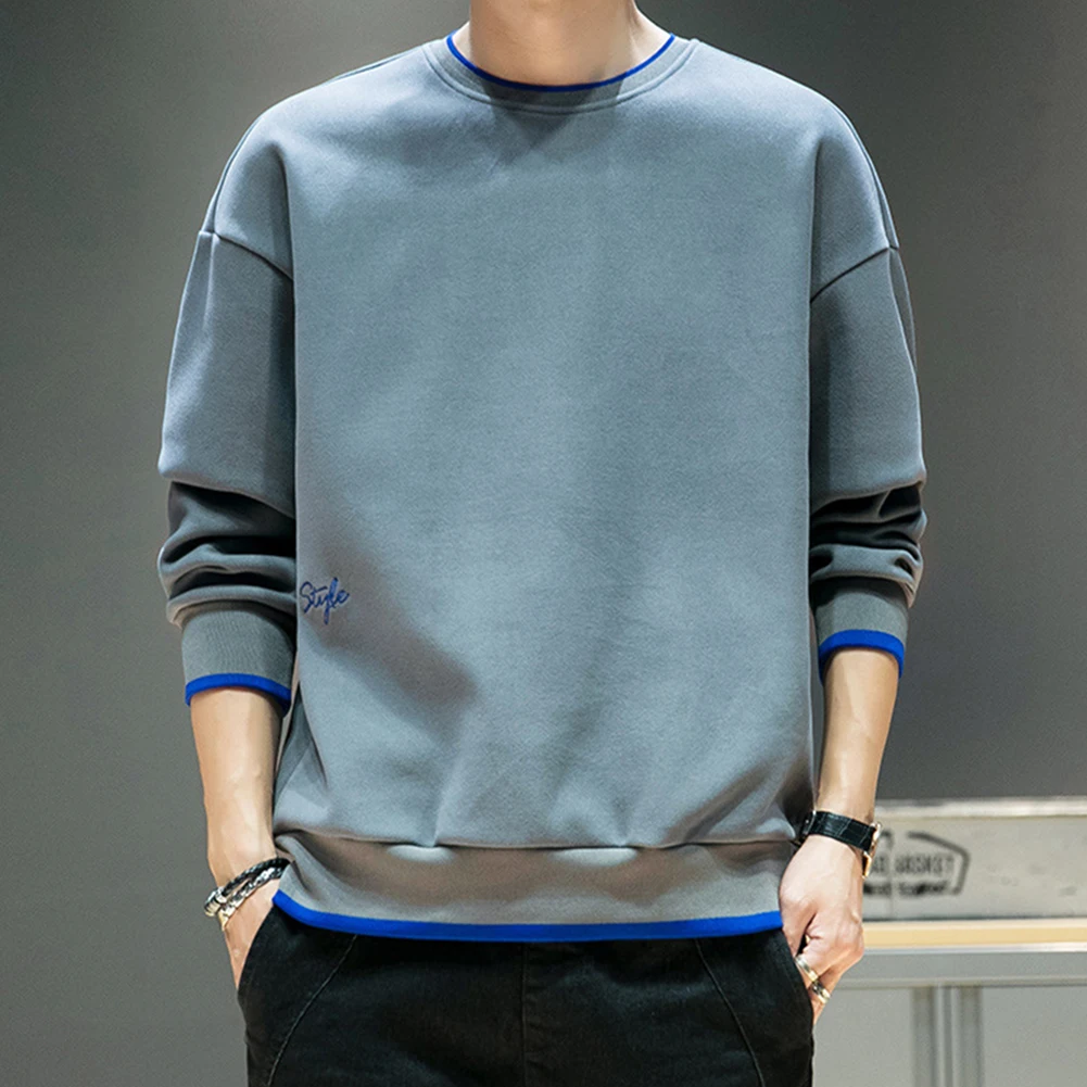 

Men's Solid Color Fleece Warm Crew Neck Sweatshirt Casual Pullover Tops Comfortable and Perfect for Spring/Autumn