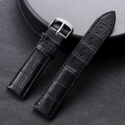 Premium Leather Watchband - Universal Soft Sport Strap Replacement - 22mm (Black)