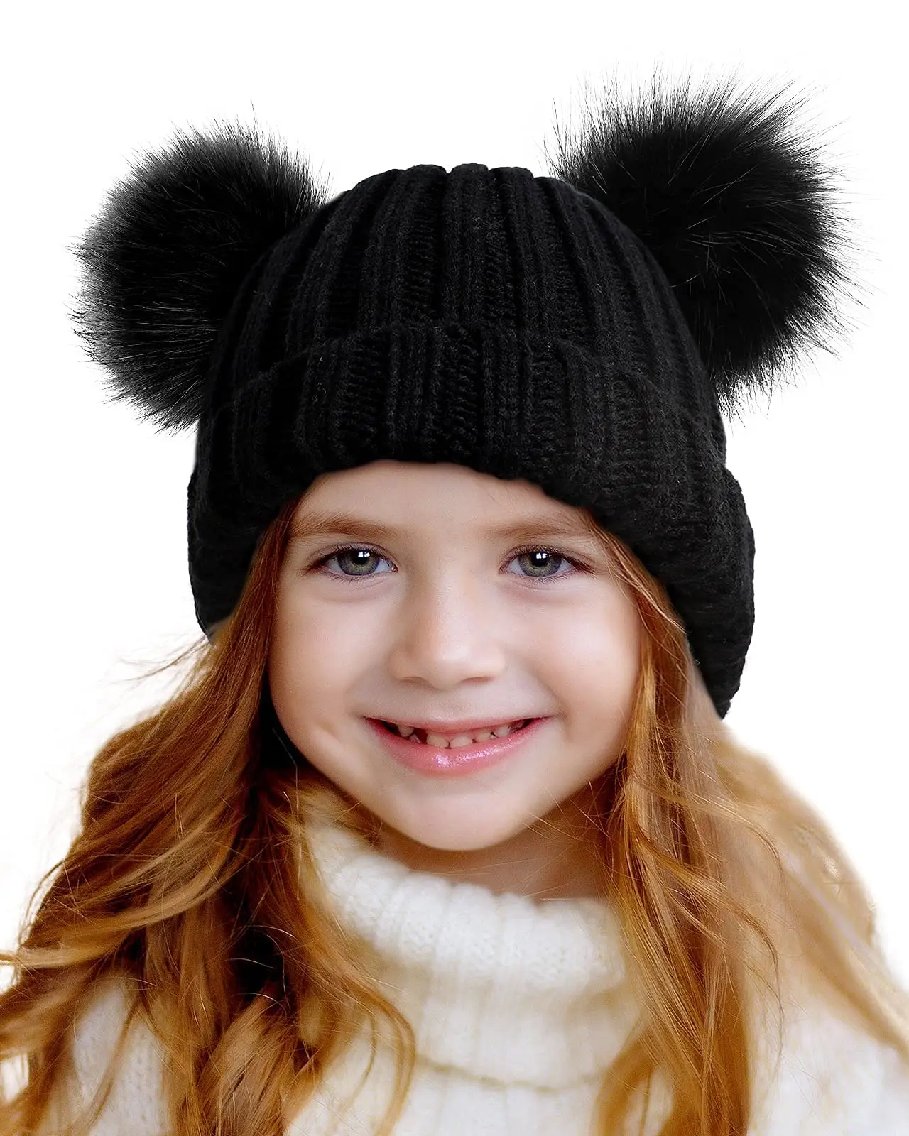 Toddler Double Pom Pom Beanie Caps Baby 