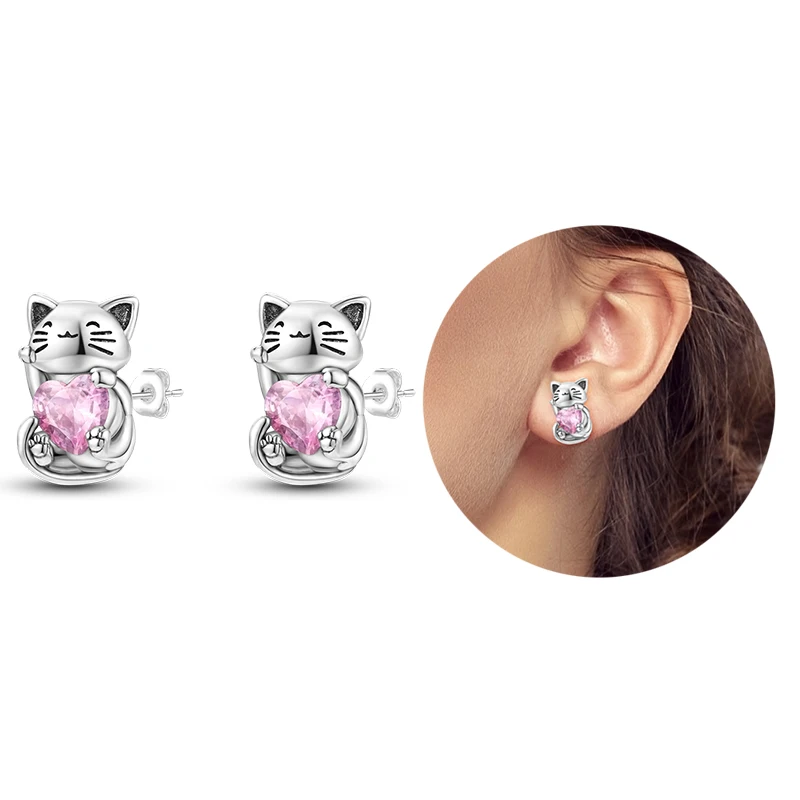 Sterling Silver 925 Heart CZ Cubic Zircon Round Daisy Flower Trio Stud Earrings for Women Silver S925 Original Fashion Jewelry silver earrings silver stud earrings womens earrings heart earrings