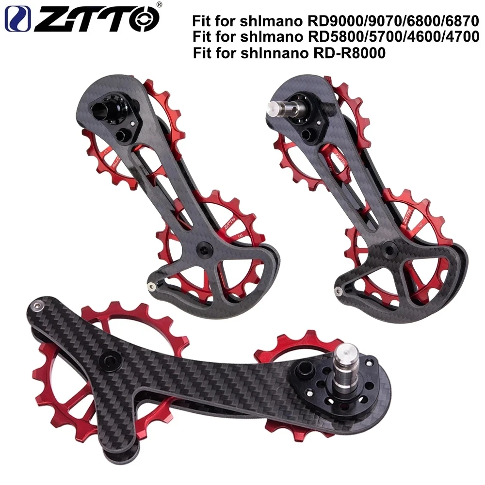 

ZTTO 16T Ceramic Jockey Wheel Road Bike Carbon Fibre Bicycle Derailleur Cage Ultralight Oversize System Lower Pulley For R8000