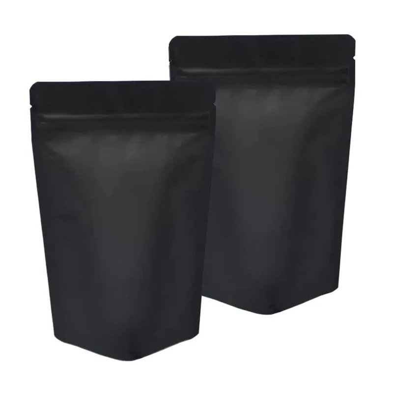 

500Pcs/Lot Thickened Matte Black Stand Up Mylar Ziplock Bags Food Storage Bags Resealable Foil Pouch Bulk Food Storage Bag