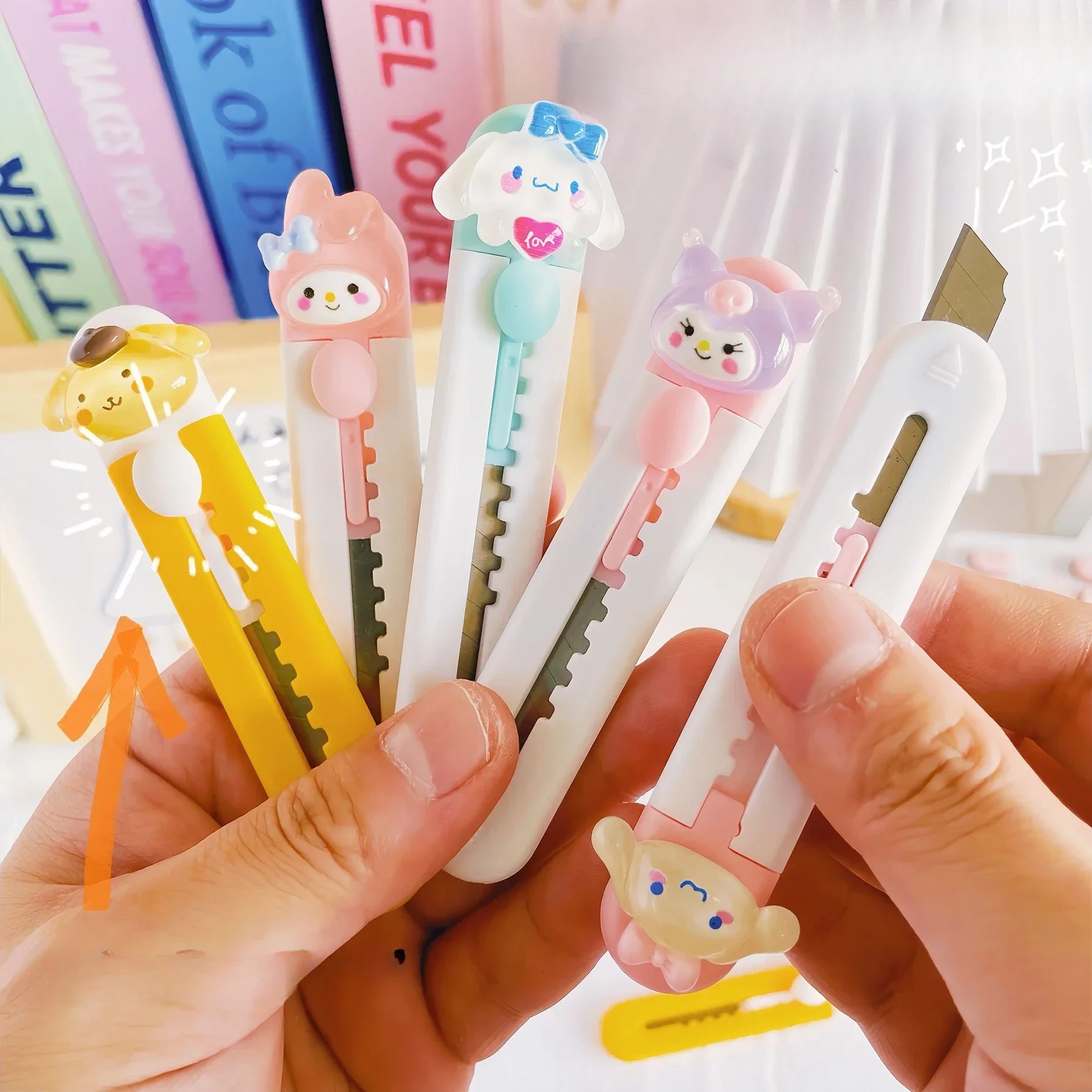 1pc Cute Mini Box Cutter Opener Cartoon Student Stationery Cutting Paper Hand Knife Letter Opener Sword utility knife paper cutter mail opener unboxing knife pocket folding knife craft cutting knife