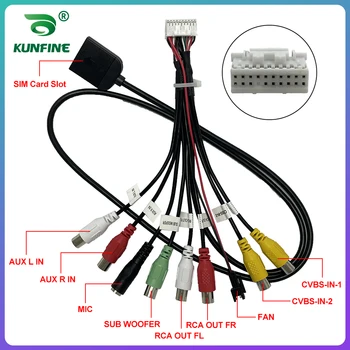 Accesorios de Radio Android para coche, Cable de salida RCA, adaptador de ventilador de micrófono con subwoofer auxiliar de 20 pines, Cable Universal 1