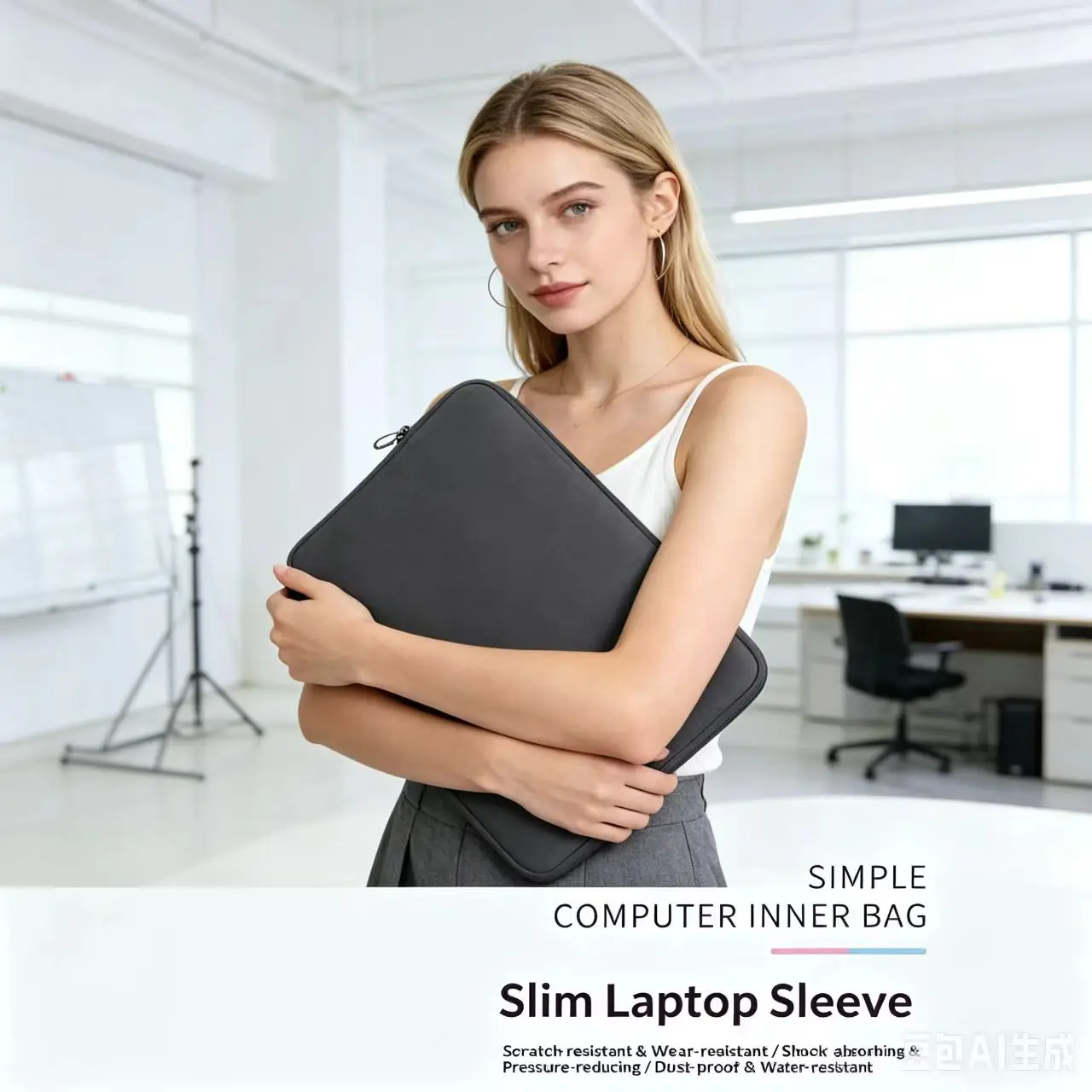 Sleek Protective Laptop Bag Case - Black/Grey Sleeve
