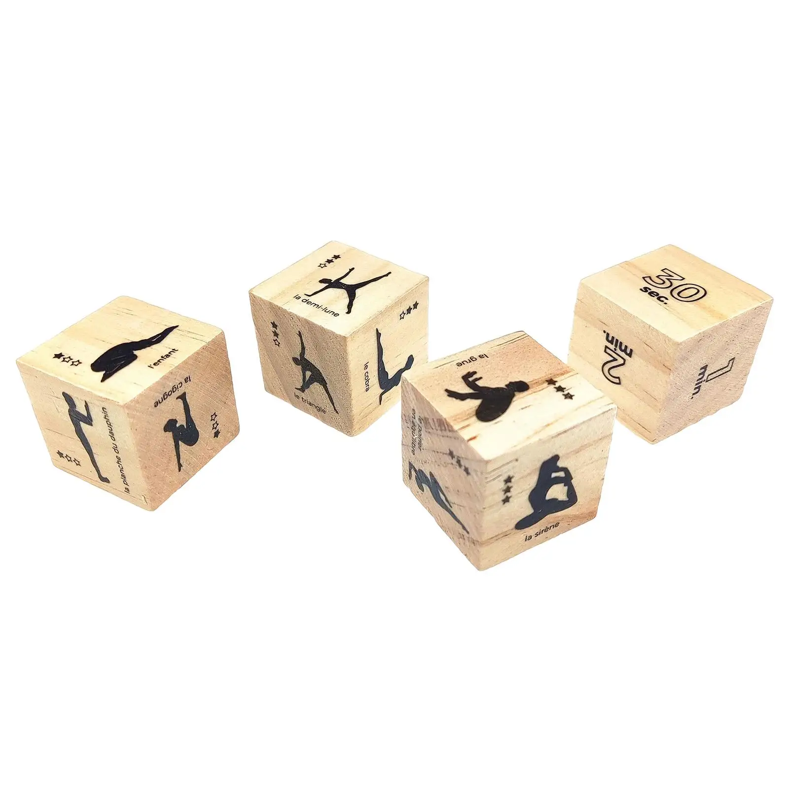 4 Pieces Wooden Yoga Dice Set with Different Poses for Yoga Lovers Beginners Wooden 8pc Dice Different Poses Fitness