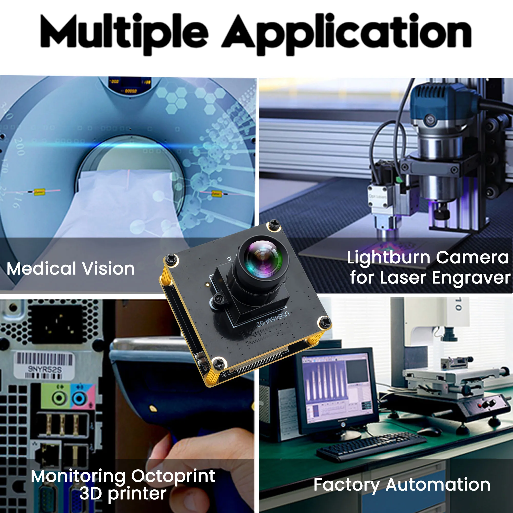48MP Ultra HD Autofocus USB Camera - 4K Video, 8000x6000 Still, 70° No Distortion Lens For Laser Engraving & Machine Vision