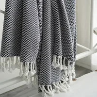 Cotton Blanket Cotton Herringbone Hitching Towel Scandinavian Blanket Sofa Decorative Blanket 1