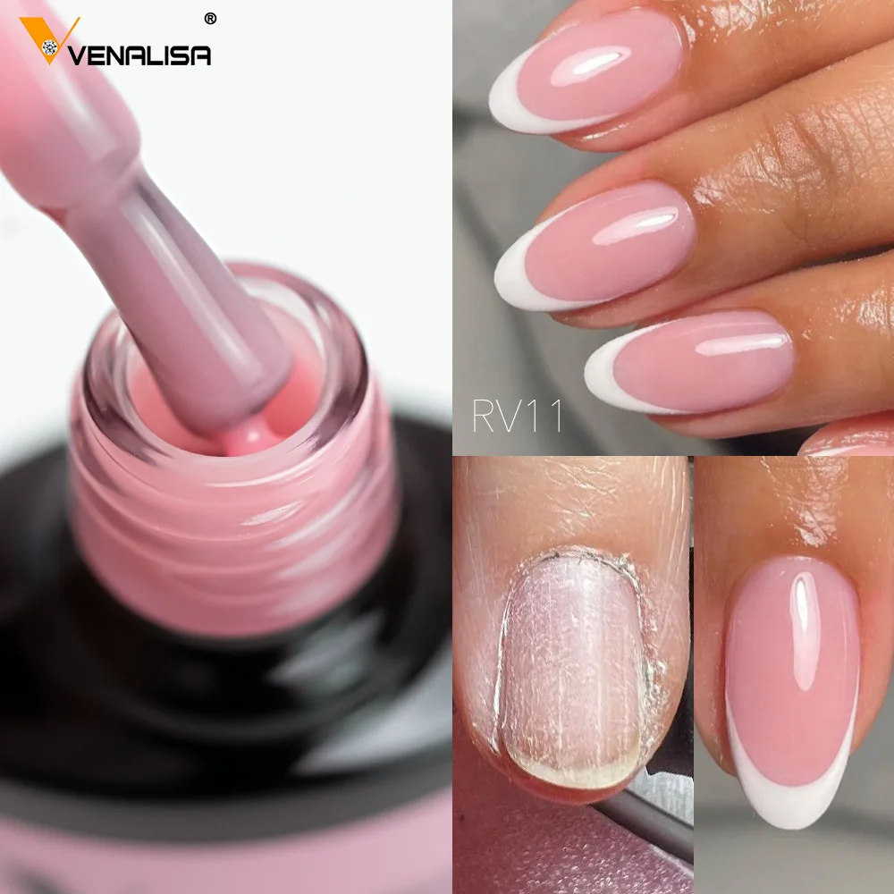 Venalisa Color Rubber Base Coat Jelly Pink Nail Polish 7.5ml Soak Off UV LED Natural Nude Soft Consistency Pastel Nail Manicure 4