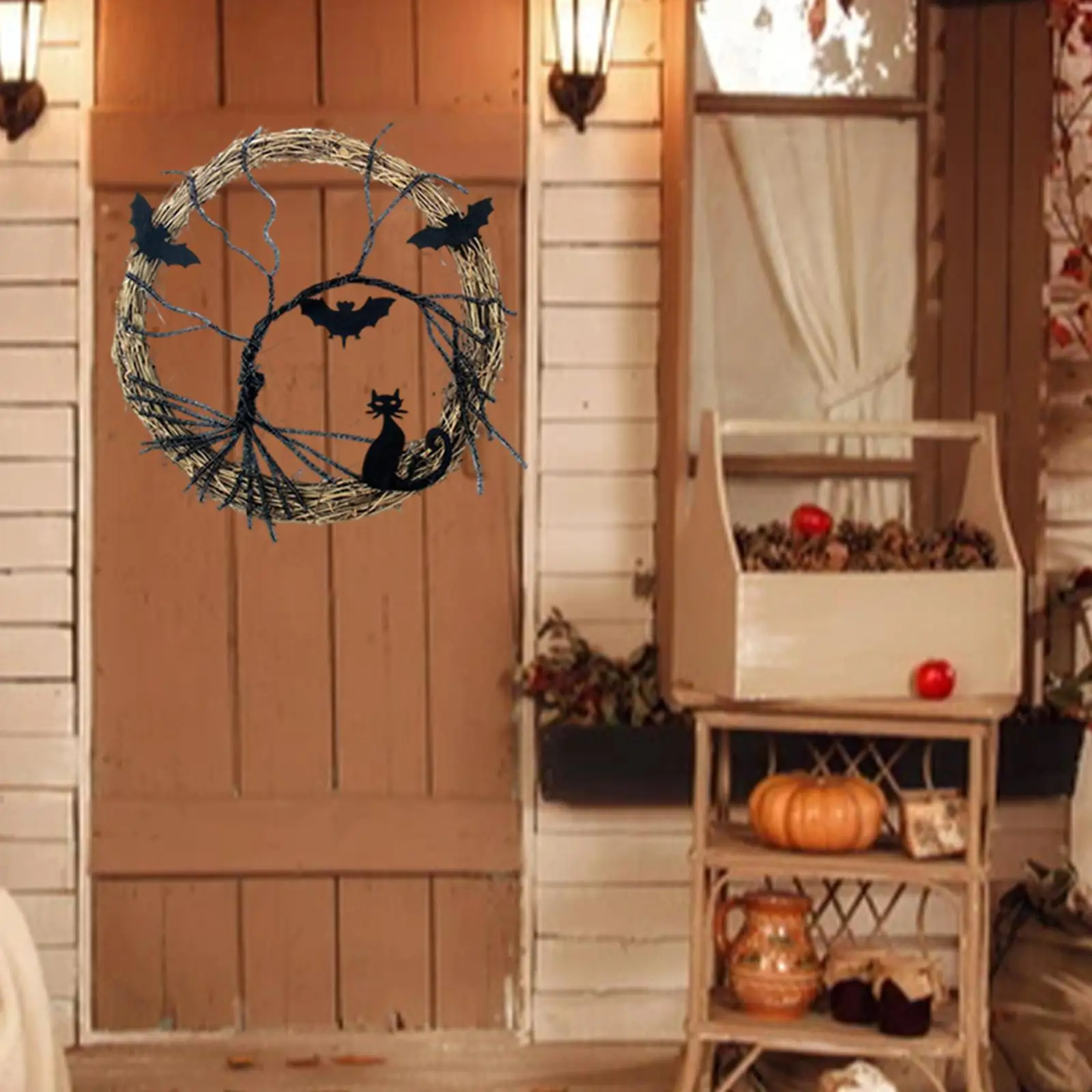 

Halloween Wreath for Front Door Light up Wreath Spooky Scene Garland Hanger for Indoor Outdoor Horror Party Wall Home Decoration