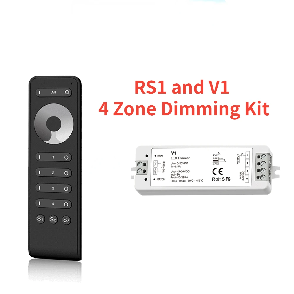 Advanced Touch Wheel RF Remote Controller and LED Dimmer Kit, Multi-Zone Lighting Control