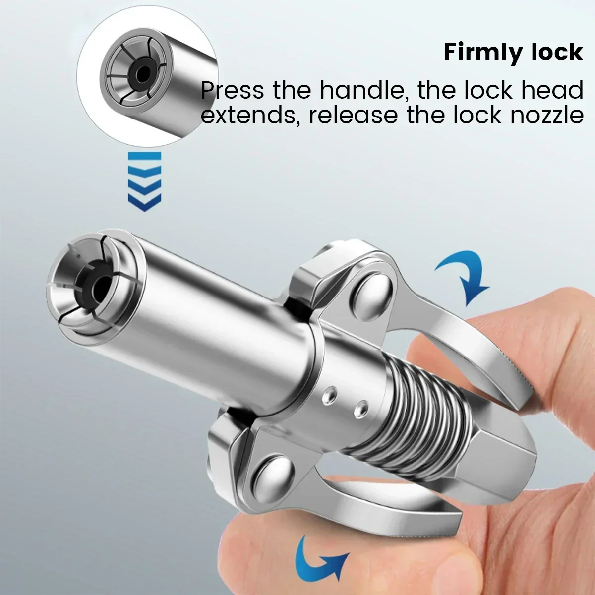 Grease Gun Coupler Heavy-Duty Quick Release NPTI/8 10000 PSI Two Press Easy To Push Oil Gun Grease Injector