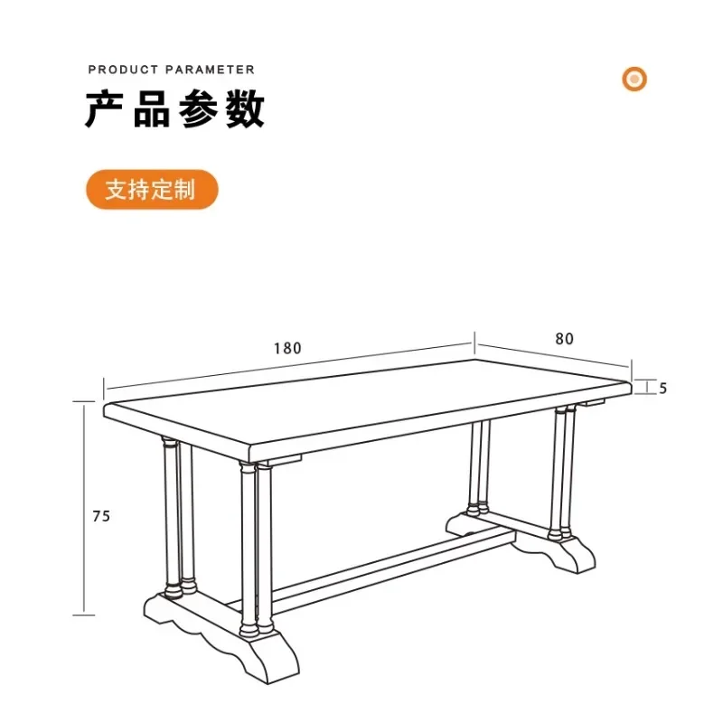 American retro all-solid wood dining table and chair combination, one table and six chairs, small household restaurant, dining t