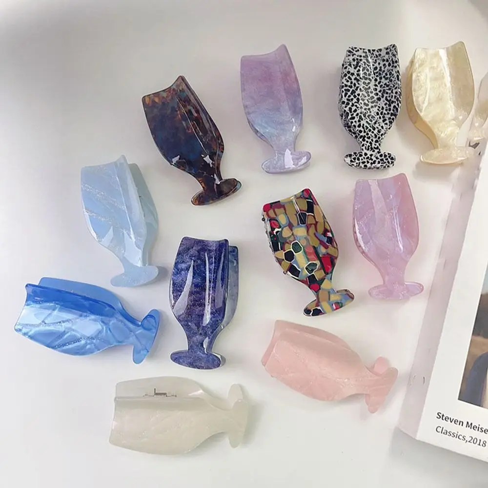 

1 шт. Персонализированная заколка для волос из ацетата в форме стакана вина, женская заколка для волос, заколка для хвоста в виде акулы, аксессуары для волос в подарок для девочек