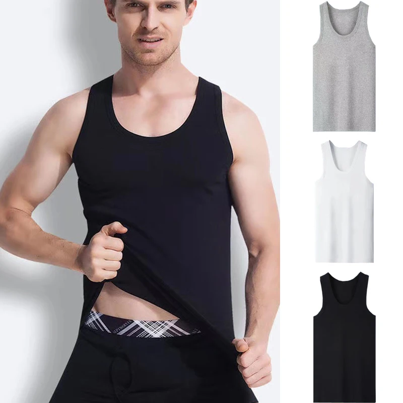 

Men's Underwear Tank Top Men High Quality Bodybuilding Singlet Sleeveless Slim Fit Vest Men Tank Tops Solid Color Undershirt