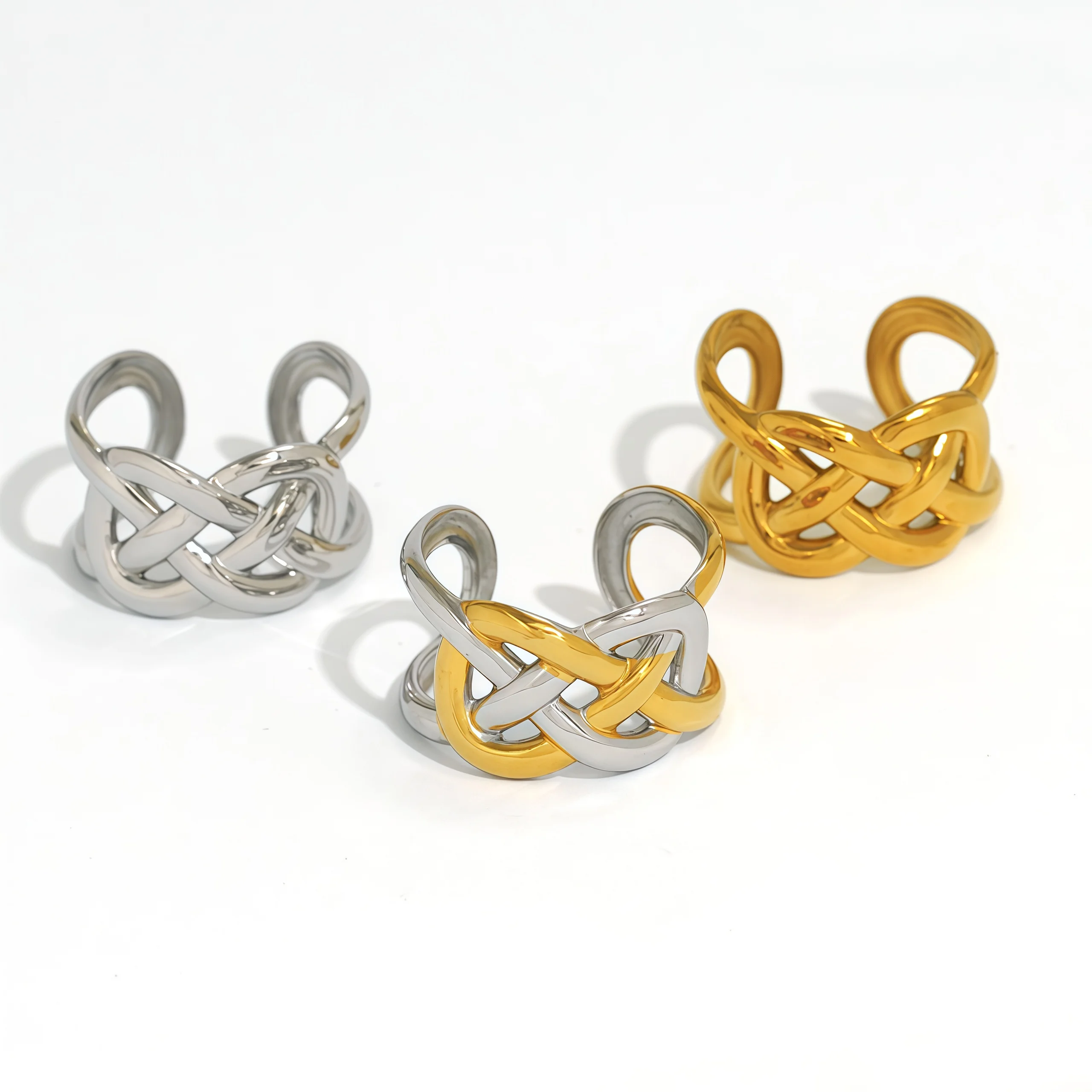 Modische Geometrie-Linien-Design-Edelstahlringe, 18 Karat vergoldet, wasserdicht, hochwertiger Schmuck für den täglichen Gebrauch, Urlaub am Meer – Detail 8