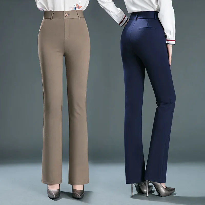 

Spring and Autumn High-Waisted Casual Pants High-elastic Micro-Horn Trousers Oversized Size Fat MM Thin Knitwear Y2k Z173