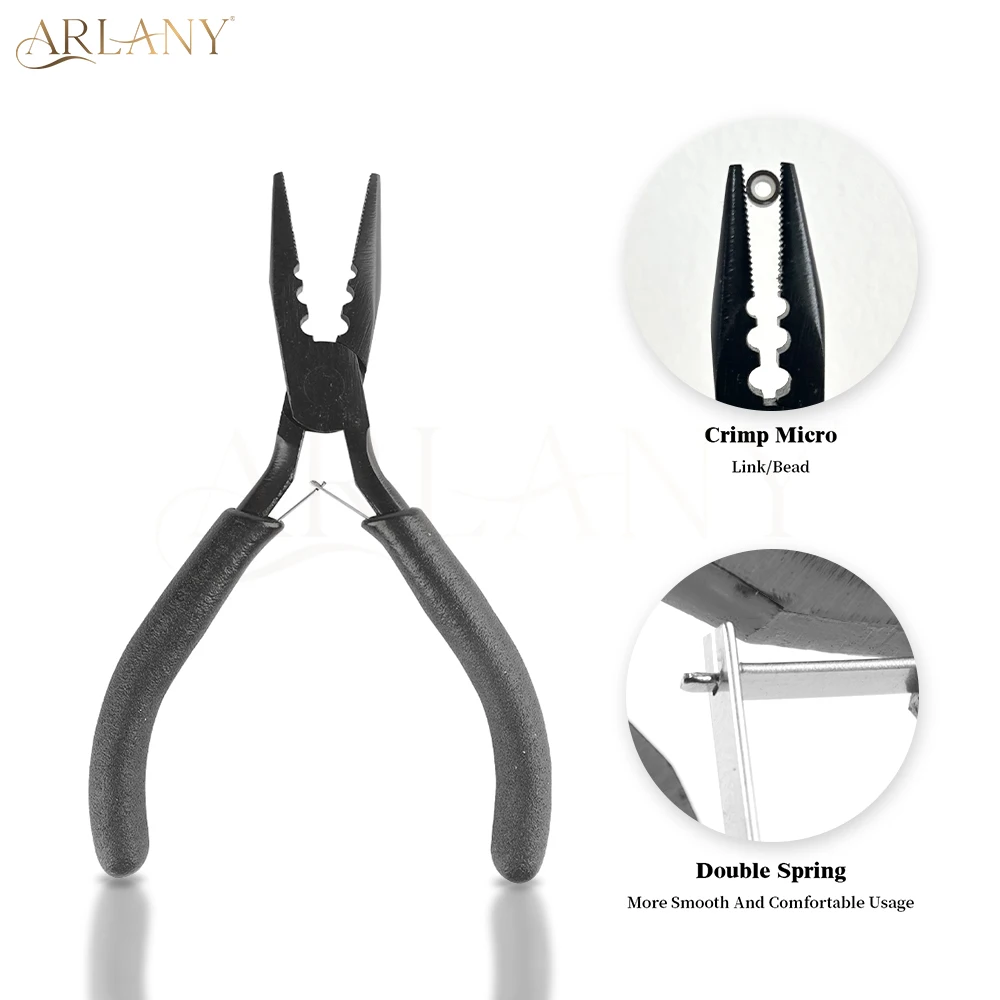 ARLANY Stainless Steel Weft Tool Microlinks Beads Closer Pliers 3 Holes Pliers for Feather Hair Extensions Tool