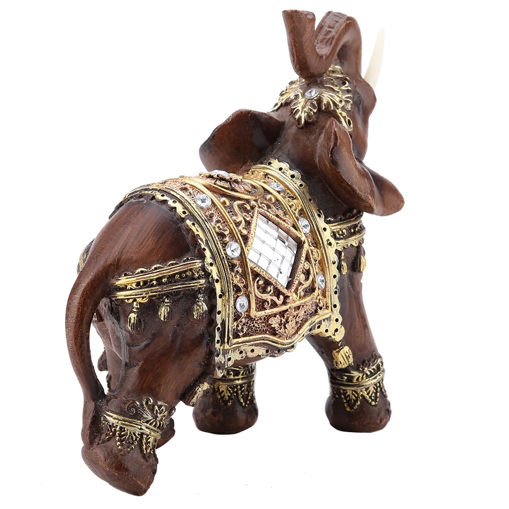 Antique Lucky Feng Shui Wood Grain Elephant Statue Decoration