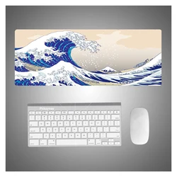Grand tapis de souris Wave Off Art, grande taille, bord de verrouillage, pour ordinateur de bureau ou de jeu, monture japonaise Fuji Koi, pour CSGO LOL 