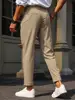 Fashion Mens Pleated Trousers Business Casual Solid Color Straight Pants Spring Fall Men Trendy Slim High-waisted Suit Pants