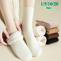 1/5/10/20 Pairs Women Winter Thicken Warm Short Socks women Thermal Cashmere Wool Socks Nylon Snow Velvet Boots Home Floor Sock