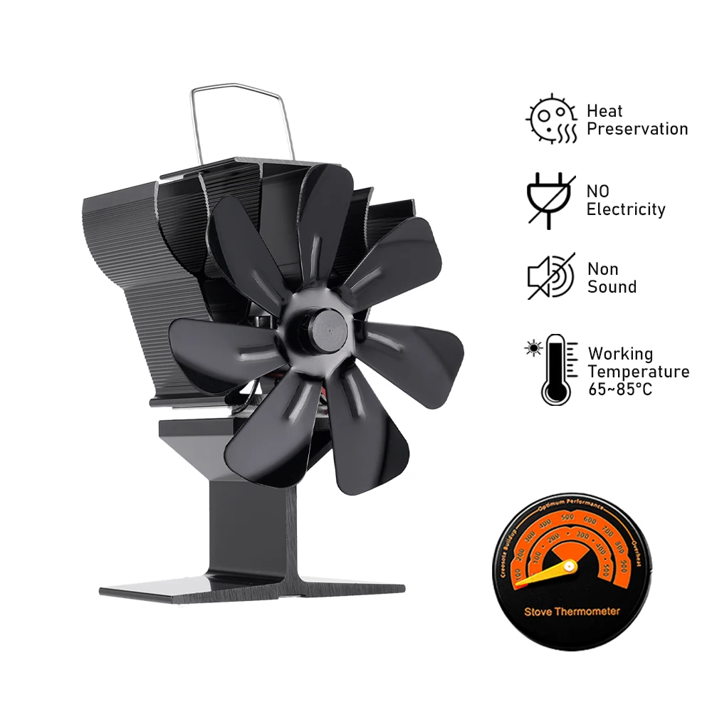 

Fireplace Fan 7 Blade Mini Standing Hot Air Stove Environmentally Efficient Friendly Quiet Fan Heat Distribution