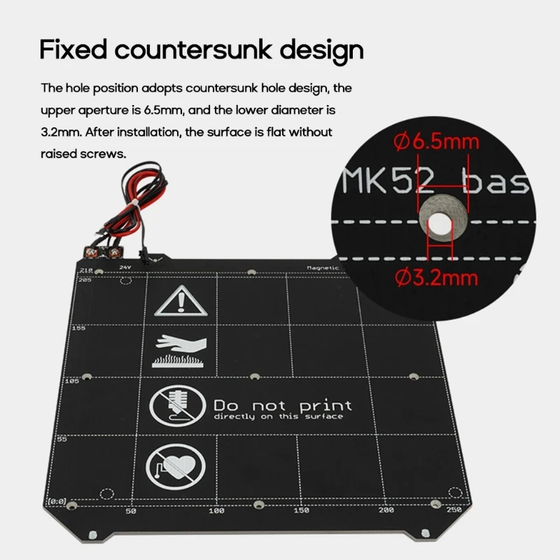 

Heated Bed 245x255mm 24V 220W Aluminum for PRUSA MK52 MK2.5 MK3 MK3S 3D Printer Dropship