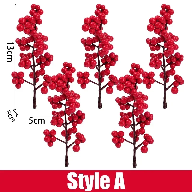 thumbnail image 1 of 50/5 piezas de ramas de bayas artificiales de Navidad, plantas falsas, tallos de bayas, coronas de bricolaje, adornos para árbol de Navidad, decoración para fiesta de Año Nuevo, 1 of 5