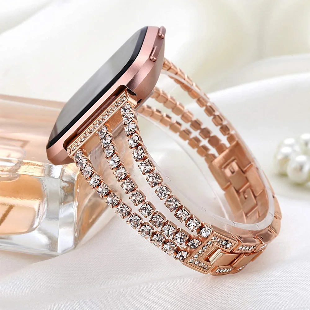 Cinturino per orologio con strass da 20 mm compatibile con Fitbit Versa: argento, oro, nero, oro rosa, champagne - Italia