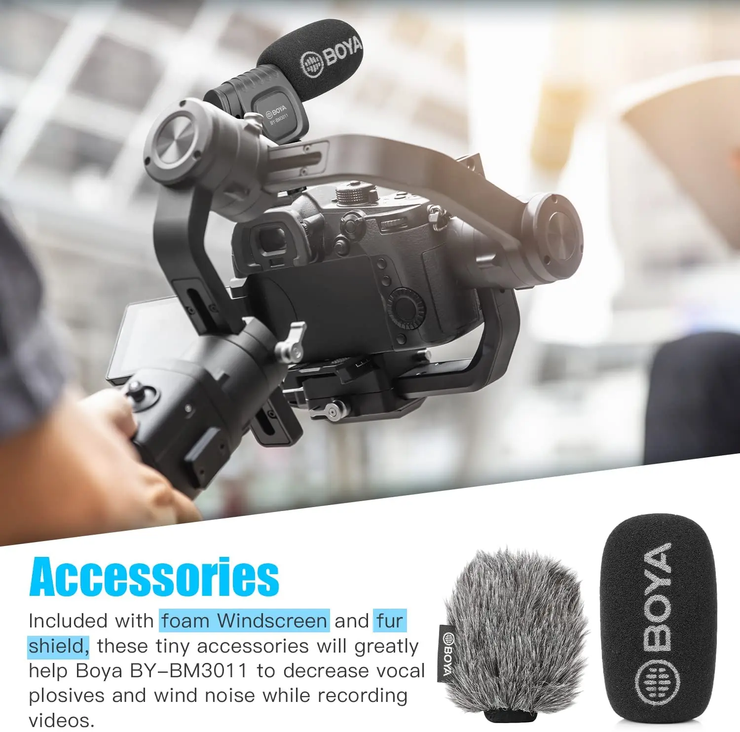 BOYA BY-BM3011 카디오이드 콘덴서 샷건 마이크, PC 휴대폰 DSLR 카메라용, 라이브 스트리밍, 유튜브 녹화, 브이로그