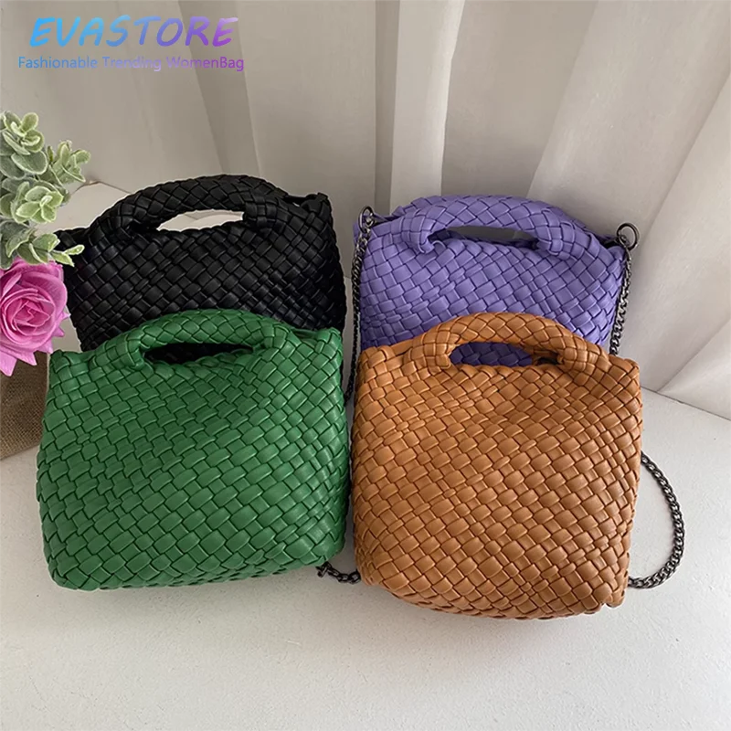 

Неопреновая женская сумка-хобо EVASTORE через плечо, маленький Плетеный ручной кошелек на цепочке, Роскошный дизайнерский комплект сумок с верхней ручкой