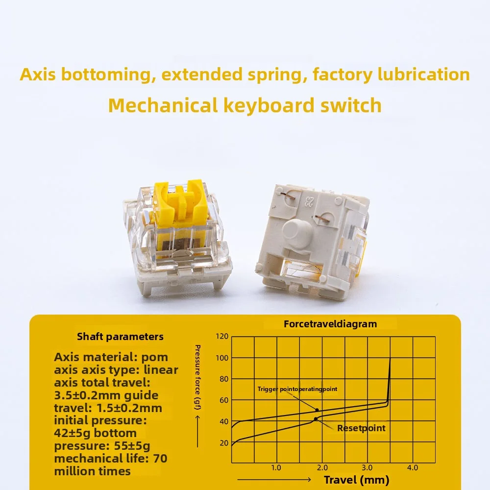 Yellow Dustproof Keyboard Linear Switches 3Pin Switch Precision Axis Linear Mechanical Keyboard Switch