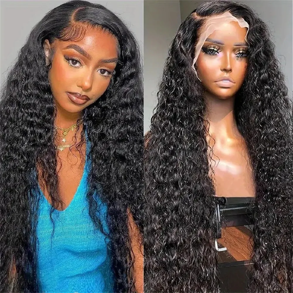

13x6 Deep Wave Lace Front Wigs Transparent Curly HD Lace Frontal Human Brazilian Hair Wig For Women Pre Plucked 16-30 Inch