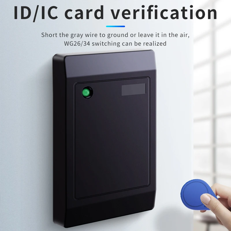 125KHz ID or 13.56MHz IC Access Control Card Reader Wiegand 26/34 Format Waterproof Design Supports NFC Validation