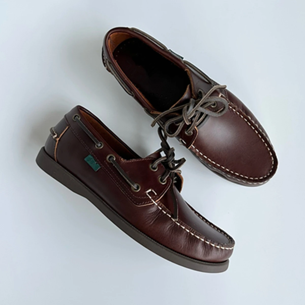 Dave&Di French Lazy Minimalist Oil Wax Cowhide Handmade Loafers Flat Shoes, Vintage Sailor Mocasin Shoes Men's Shoes 5