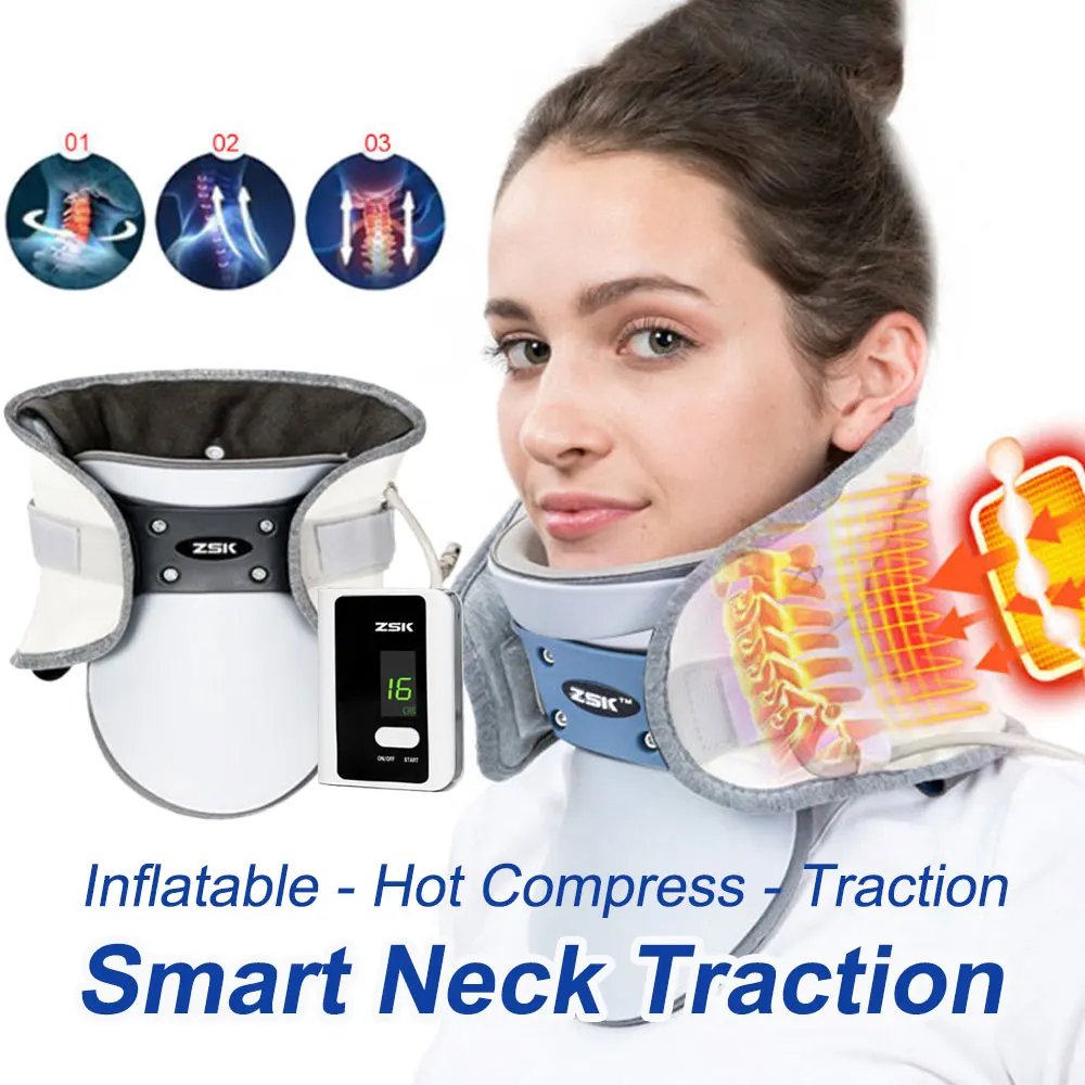 

Neck Retractor Traction Device Inflatable Back Posture Corrector Hot Compress Cervical Vertebra Tractor Support Stretcher Collar