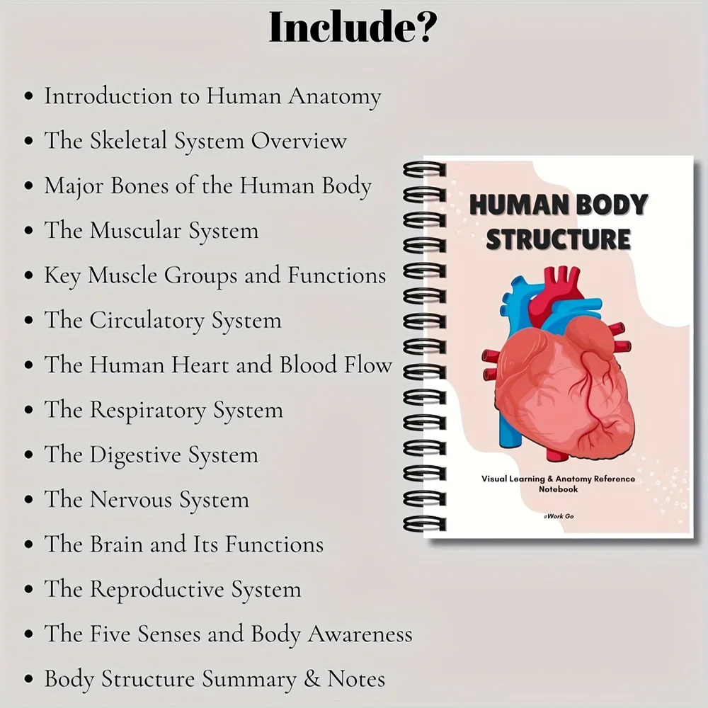 Anatomy Study Notebook: Illustrated Human Body Structure and Organ Diagrams