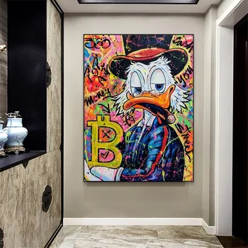 Modern Bitcoin Graffiti Wall Art Poster Motivational Donald Duck Success 1