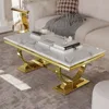 White and Gold Rectangle Living Room Tea Table, Elegant Coffee Tables for Living Room, Coffee table 6