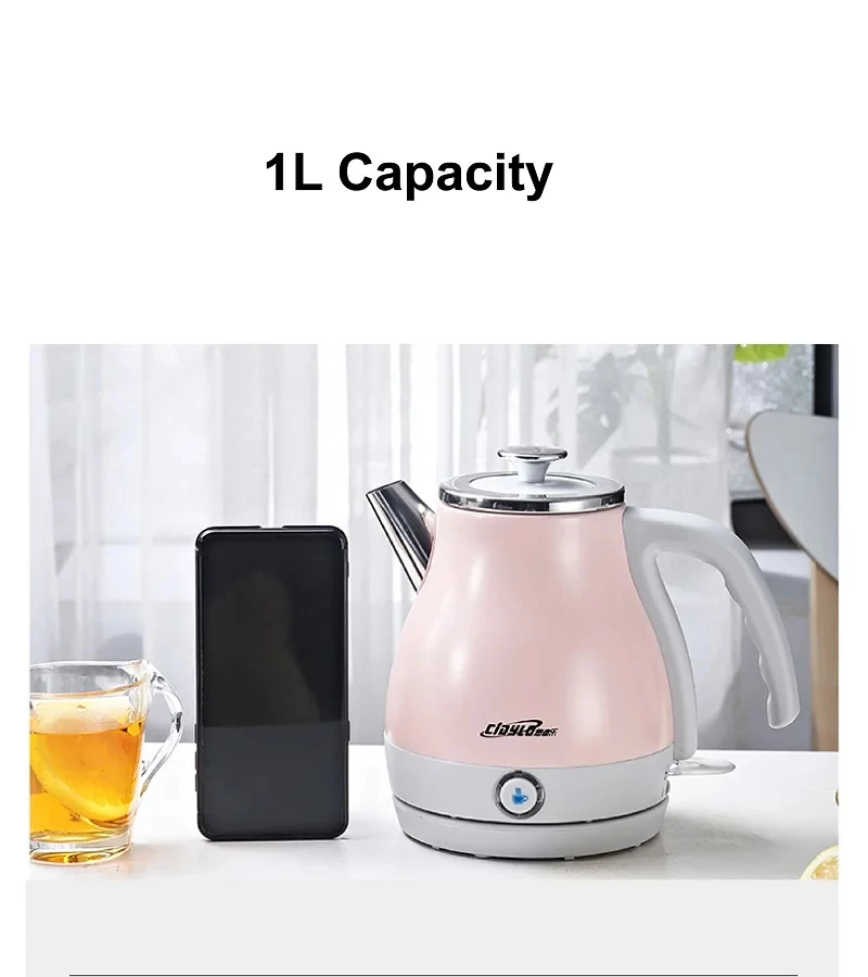 Description Picture 3 of item1L Mini Electric Kettle 1000W Home /Office Quickly Kettle Portable 304 Stainless Steel Kettle Automatic Heat Preservation 220V