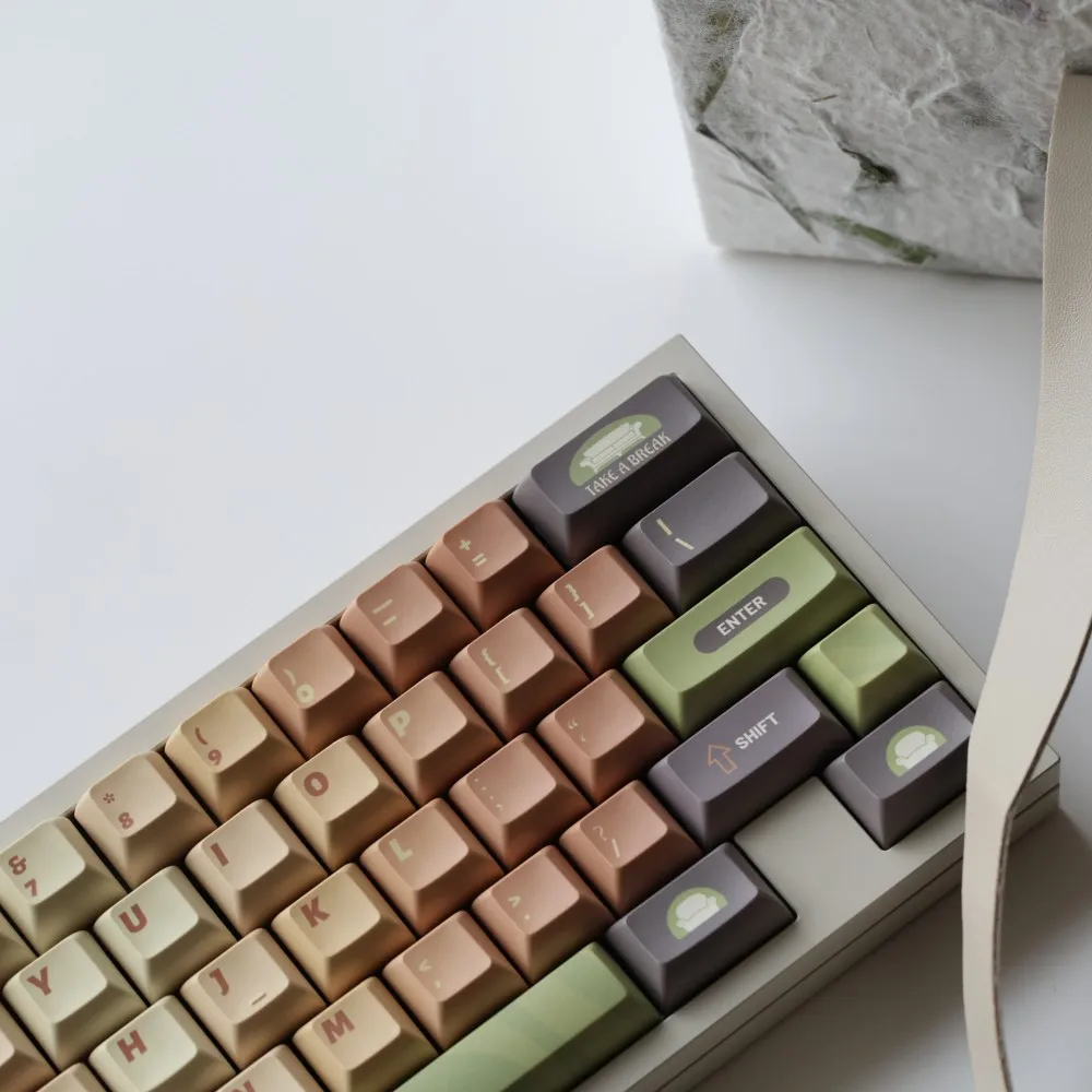 Matcha Cake Tema Keycaps Keycaps Dye Sublimation Perfil Kca Retro Lightproof Interruptor mx Conjunto - Imagem 2