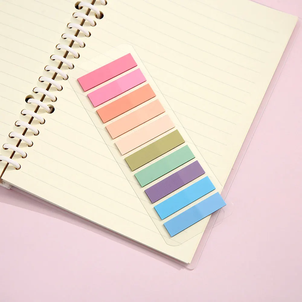 Vibrant Transparent Colorful Index Sticker Memo Pad - 200 Sheets Self-Adhesive Sticky Notes