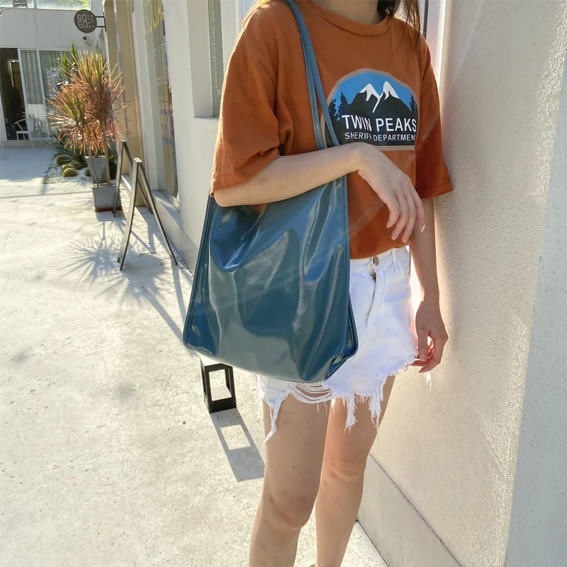 

Fashion Patent Leather Women Shoulder Bags Vintage Casual Tote Handbags