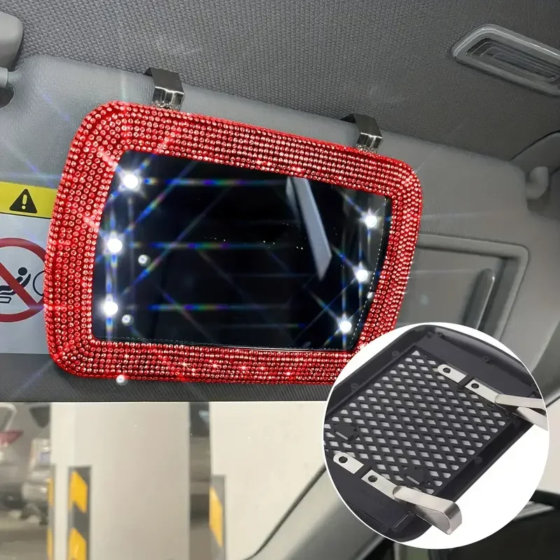 Diamond Crystal Car Visor Decoration Mirror Auto Women Makeup Mirror Sunshade Rear View Cosmetic Bling Car Accessories car sun visor rearview mirror