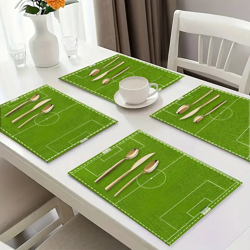 Kitchen Cloth Art Placemats, Soccer Field Place Mats - Perfect for Sports Fans and Home Decor, Ideal for Dining Table, Picnic - 3
